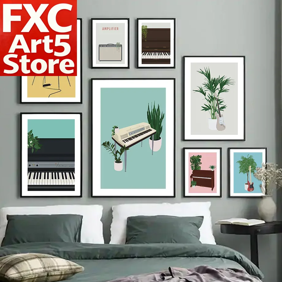 Picture Of Musical Instrument - 1PC Frameless Musical instrument illustration Wall