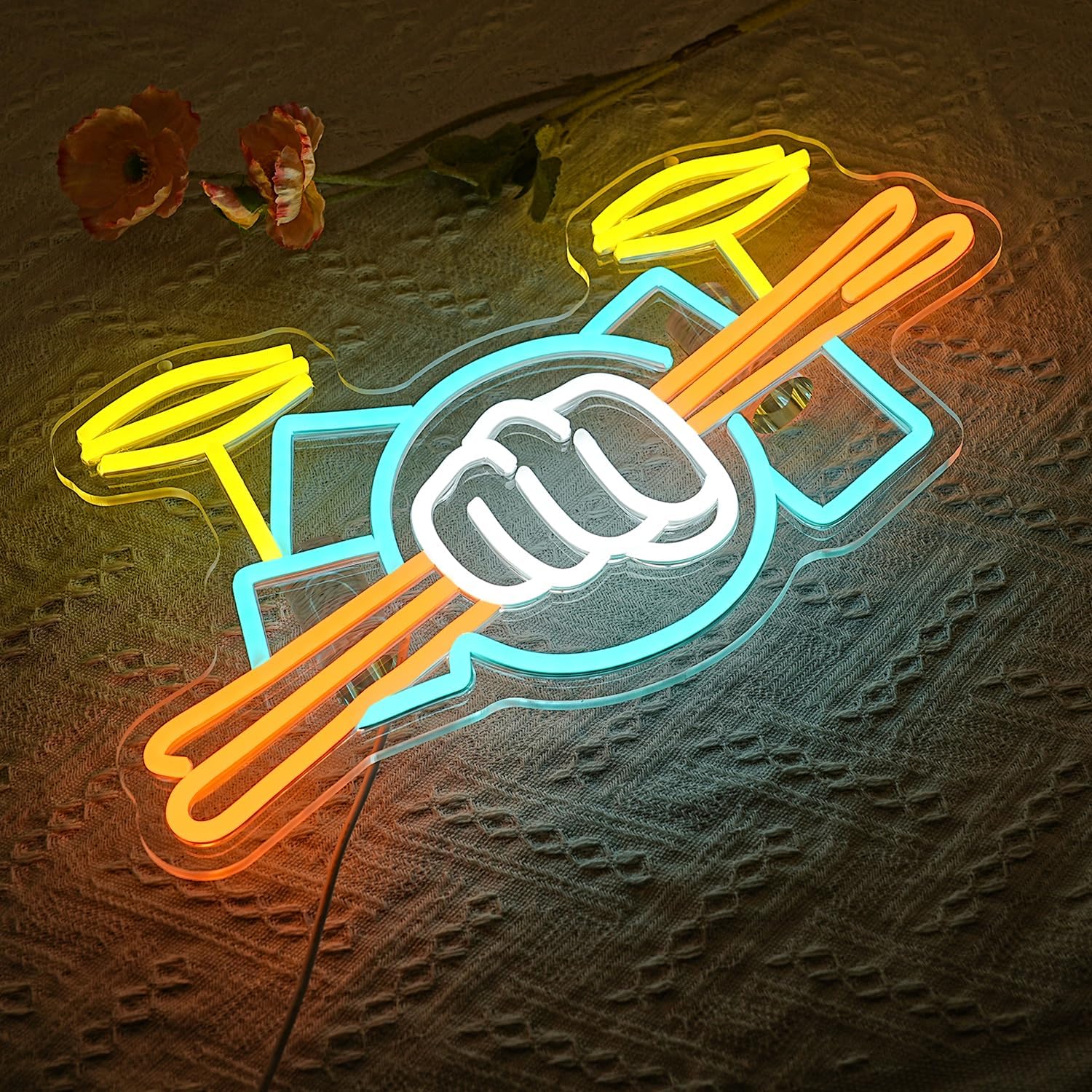 Drum Set Neon Sign USB Powered - Musical Instrument Sign recension och pris