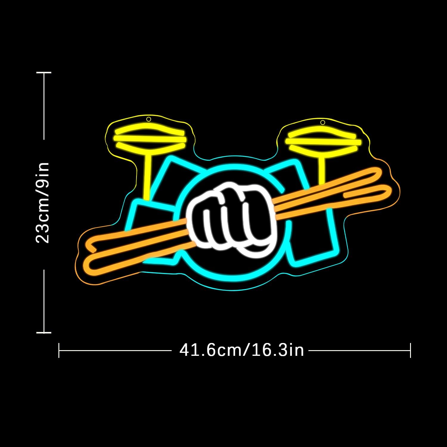 Drum Set Neon Sign USB Powered - Musical Instrument Sign recension och pris