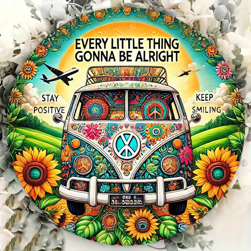 Retro Peace Van & Sunflower Me - Musical Instrument Sign recension och pris