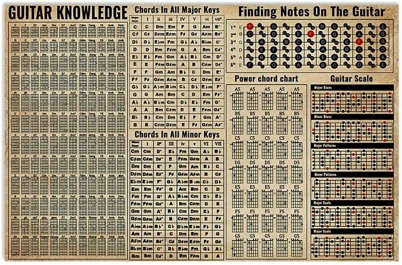 Guitar Knowledge Metal Tin Sig - Musical Instrument Sign recension och pris
