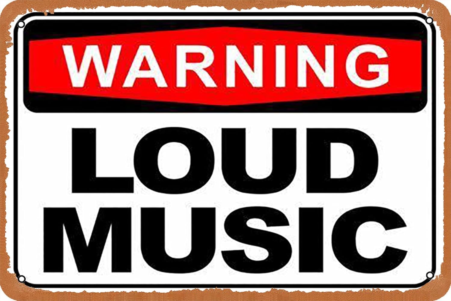 warning Loud Music vintage met - Musical Instrument Sign recension och pris